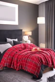 Upstyle Battaniye Pamuklu Çift Kişilik Warm Soft Kırmızı - 1