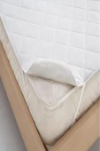 Altın Karma Yatak Koruyucu Kapitoneli 150x200 Cm Çift Kişilik Çarşaf Köşe Lastikli thumbnail 2