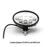Lamba Çalışma 10-30V 8 Led 24W Oval Siyah - 1
