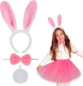 NessiWorld Tavşan Tacı Eteği Papyonu ve Kuyruk Kostüm  Seti Pembe Renk Çocuk Boy - 2