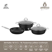 Titania 5 Parça Yanmaz Yapışmaz Titanyum Kaplama 24 Cm Tencere Tava Seti - 1