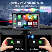 TechTic 7İnç CarPlay&Android Auto Kablosuz Tak Çalıştır Multimedya Taşınır Apple Carplay MirrorLink - 4