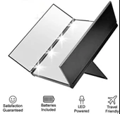 TechTic LED Işıklı Katlanabilir Makyaj Aynası Masaüstü Taşınabilir Seyahat Mike Up Üç Taraflı Ayna thumbnail 3