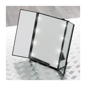 TechTic LED Işıklı Katlanabilir Makyaj Aynası Masaüstü Taşınabilir Seyahat Mike Up Üç Taraflı Ayna thumbnail 10