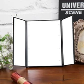 TechTic LED Işıklı Katlanabilir Makyaj Aynası Masaüstü Taşınabilir Seyahat Mike Up Üç Taraflı Ayna thumbnail 8