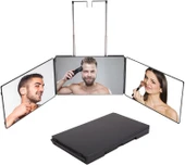 TechTic Berber Aynası Saç-Sakal Kesimi 360° 3 Katlı Ayarlanabilir Askılı Katlanabilir Banyo Aynası - 6
