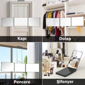 TechTic Berber Aynası Saç-Sakal Kesimi 360° 3 Katlı Ayarlanabilir Askılı Katlanabilir Banyo Aynası - 12