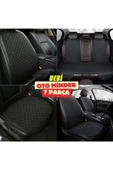 SKODA SUBERB Koltuk Deri Minderi 7 Parça Ön Ve Arka Oturak Sırt Dayama Minder siyah-siyah - 1
