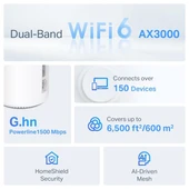 TP-LINK DECO AX3000+G1500 GNH POWERLINE NAX3000 MESH ROUTER 2-li PAKET thumbnail 3