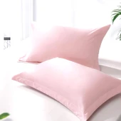 Maki Home %100 Pamuklu Volanlı Süs Dikişli Açık Pembe 2 Adet 50x70 Yastık Kılıfı thumbnail 3