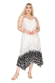 Melsay Butik Askılı V Yaka Beyaz Puanlı Eteği Leopar Desen Elbise thumbnail 3