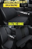 Peugeot 205 Uyumlu Terletmez Kumaş Minder Seti 7 Parça Full Takım siyah-mavi - 1