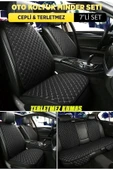 Skoda Kamiq Terletmez Kumaş Minder Seti 7 Parça Full Takım siyah-beyaz - 1