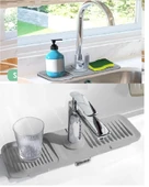 Elastik Mutfak Banyo Musluk Matı Düzenleyici Kaydırmaz Taban Organizer Lavabo Kenar Matı thumbnail 2