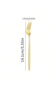 6 Adet Mini Boy Lüx Gold Fondü Çatalı Paslanmaz Çelik 14 Cm Tatlı Çatalı - 3