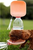 Evcil Hayvan Plastik Su Kabı Taşınabilir Seyahat Pet Su  Şişesi Bağlantılı Kap - 1