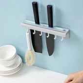 Duvara Monte Yapışkanlı Bıçak Tutucu 6 Kancalı Kepçe Askısı thumbnail 1