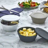 3 Lü Pratik Saklama Kabı - Kahvaltılık Kapaklı Çerezlik  350 ML thumbnail 3