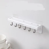 Duvara Monte Yapışkanlı Bıçak Tutucu 6 Kancalı Kepçe Askısı thumbnail 3