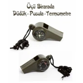 Pusulalı Termometreli Düdük - Survival Askılı Düdük - 1