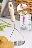 Plastik Saplı Delikli Metal Paslanmaz Patates Muz Yumurta Ezici Püre Yapıcı thumbnail 1