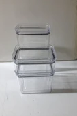3 Adet 3 Boy Akrilik Kavanoz Saklama Kabı Vakumlu Dikdörtgen Erzak Bakliyat Kabı (800-1700-3500 ml) - 3
