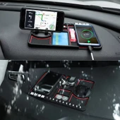 Kaymaz Torpido Üstü Park Telefon Numaralı Telefon Tutucu Renkli Şeritli Araç Matı - 5