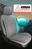 KURRA STORE Volvo 560  Uyumlu 5 KOLTUK TAM SET DERİ OTO KOLTUK KILIFI TERLETME KOKMA YAPMAZ GRİ - 4