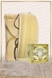 Kabak Lifi Kese Uzun Sırt Tipi İpli + Zeytin Sabunu Banyo Hamam Kesesi Spa Seti - 1
