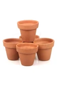 5li Klasik Tip Minik Boy 6-7cm Sukulent El Yapımı Doğal Terleyen Çömlek Toprak Saksı No.295 - 2