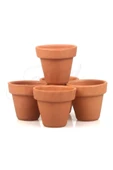 5li Klasik Tip Minik Boy 6-7cm Sukulent El Yapımı Doğal Terleyen Çömlek Toprak Saksı No.295 - 1