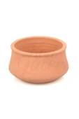 Yayvan Kazan Tipi Küçük Boy El Yapımı Doğal Terleyen Çömlek Toprak Saksı 10*6,5cm - 2