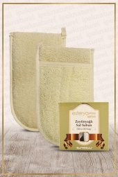 Kabak Lifi Kese Çift Taraflı El Geçmeli + Zeytinyağlı Sabunu Banyo Hamam Kesesi Spa Seti - 1