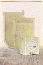 Kabak Lifi Kese Çift Taraflı El Geçmeli + Cocoa Butter (Kakao Yağı) Sabunu Banyo Hamam Kesesi Spa Seti - 1