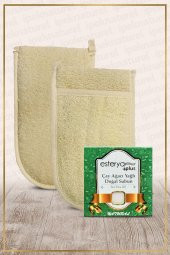 Kabak Lifi Kese Çift Taraflı El Geçmeli +  Çay Ağacı (Çayağacı)  Sabunu Banyo Hamam Kesesi Spa Seti - 1