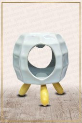 Ahşap Ayaklı Bal Peteği Temalı Beyaz Buhurdanlık - 1