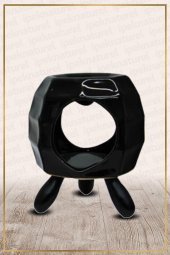 Ahşap Ayaklı Bal Peteği Temalı Siyah Buhurdanlık - 1