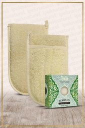 Kabak Lifi Kese Çift Taraflı El Geçmeli + Yosun Sabunu Banyo Hamam Kesesi Spa Seti - 1