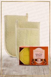 Kabak Lifi Kese Çift Taraflı El Geçmeli + Bıttım Sabunu Banyo Hamam Kesesi Spa Seti - 1