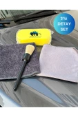 euroist 3'lü Oto Detay Seti - Araba Detay Fırçası, Mikrofiber Araba Kurulama Bezi, Cam Bezi + Sünger Hediye - 7