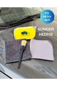 euroist 3'lü Oto Detay Seti - Araba Detay Fırçası, Mikrofiber Araba Kurulama Bezi, Cam Bezi + Sünger Hediye - 1