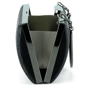 Erkan Saçmacı Siyah Saten Kristal Taşlı Metal Saplı Abiye El Çantası - 3