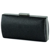 Erkan Saçmacı Siyah Saten Kristal Taşlı Metal Saplı Abiye El Çantası - 1