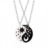 İkili Ying Yang Best Friends BFF Metal Ay Güneş Zincirli Kolye - 1