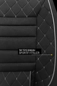 KURRA STORE Mercedes 500 uyumlu tam set 5 koltuk tay tüyü oto koltuk kılıfı beyaz dikiş detaylı - 2