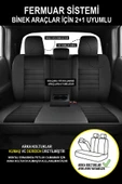 KURRA STORE Nissan Navara  Uyumlu 5 KOLTUK TAM SET DERİ BEL DESTEKLİ OTO KOLTUK KILIFI SİYAH - 5