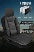 KURRA STORE Nissan Terrano  Uyumlu 5 KOLTUK TAM SET DERİ BEL DESTEKLİ OTO KOLTUK KILIFI SİYAH - 3