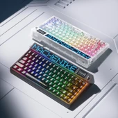 Machenike KT84-B84W Tri-Mode Gateron White Switch LCD RGB Beyaz İngilizce Gaming Klavye thumbnail 4