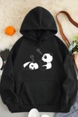 Unisex Panda Baskılı Oversize Sweatshirt - 1