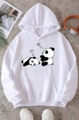 Unisex Panda Baskılı Oversize Sweatshirt - 9